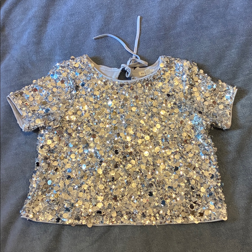 Blu Pepper silver, sequin top